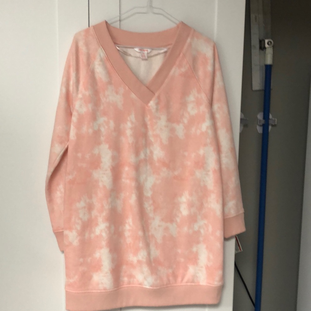 Joe fresh soft pink tie die long sweatshirt